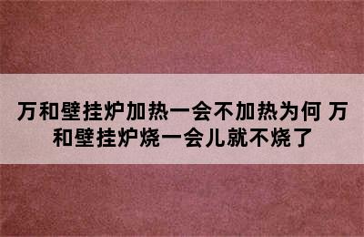 万和壁挂炉加热一会不加热为何 万和壁挂炉烧一会儿就不烧了